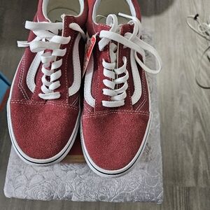Vans Red and White Sneakers